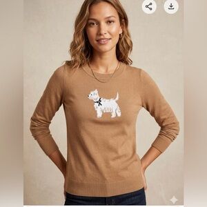 LOFT Tan Sweater with Dog Design
